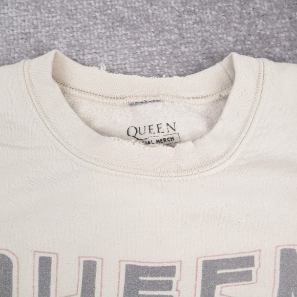 Thrashed Queen Music Band Tour Small Beige Long Sleeve Pullover Sweatshirt - Picture 7 of 13